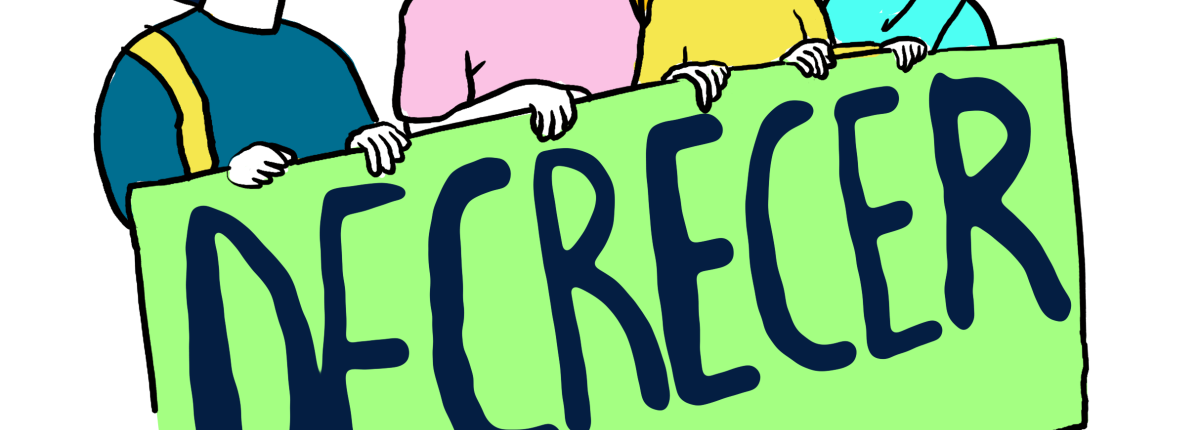 manifestación con pancarta por el decrecimiento