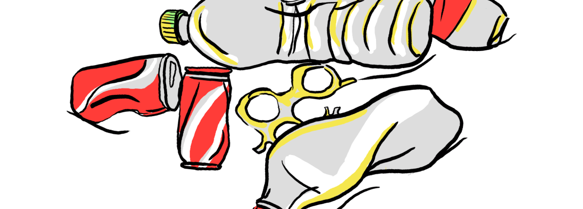 Imagen de la contaminación asociada a botellas de plástico y latas