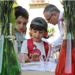 Niños haciendo un taller de botánica